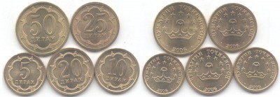 Таджикистан набор из 5-ти монет 2006 года