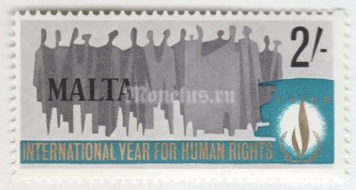 марка Мальта 2 шиллинга "Human Rights" 1968 год