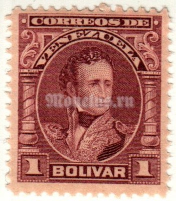 марка Венесуэла 1 боливар 1904-07 год Антонио Хосе де Сукре