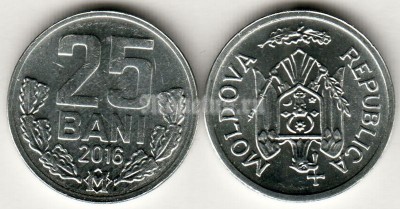 монета Молдавия 25 бань 2016 год