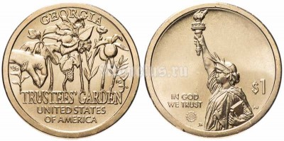 монета США 1 доллар 2019 год серия Американские инновации (новаторы) "American innovators", Сад попечителей