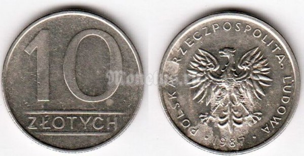 монета Польша 10 злотых 1987 год