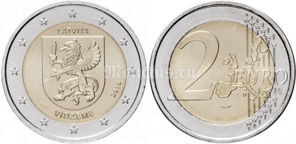 монета Латвия 2 евро  2016 год Историческая область Видземе