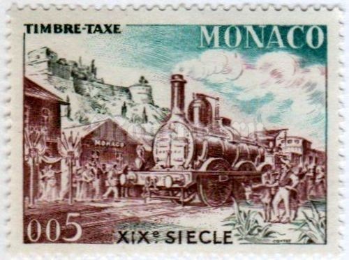 марка Монако 0,05 франка "Steam locomotive Type 030 of the PLM (19th cent.)" 1960 год