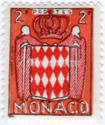 марка Монако 2 франка "Coat of arms" 1954 год