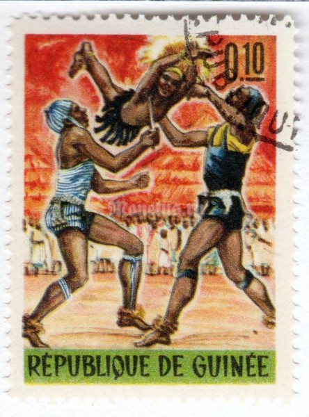 марка Гвинея 0,10 франка "Sabre dance*" 1966 год Гашение