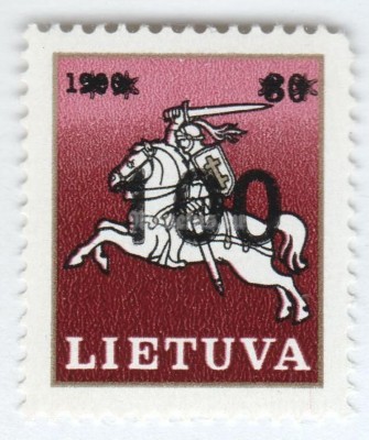 марка Литва 100 копеек "Rider" 1993 год