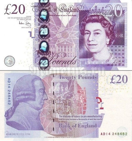 банкнота Великобритания 20 фунтов 2006 год