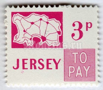 марка Джерси 3 пенни "Figures" 1971 год