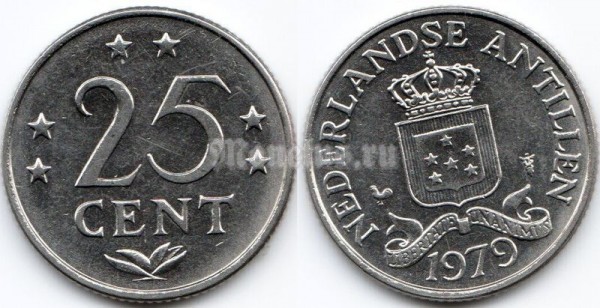 монета Нидерландские Антиллы 25 центов 1979 год