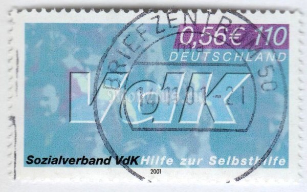 марка ФРГ 110 пфенниг "VdK" 2001 год Гашение