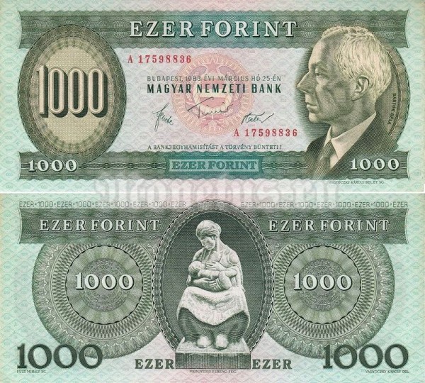 банкнота Венгрия 1000 форинтов 1983 год