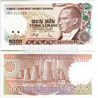 банкнота Турция 5000 лир 1990-1994 год