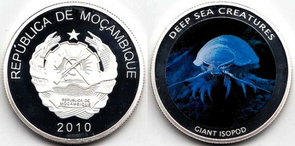 Мозамбик монетовидный жетон 2010 год - Гигантский изопод