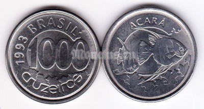 монета Бразилия 1000 крузейро 1993 год
