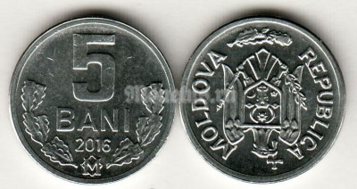 монета Молдавия 5 бань 2016 год