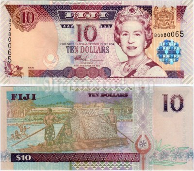 Банкнота Фиджи 10 долларов 2002 год