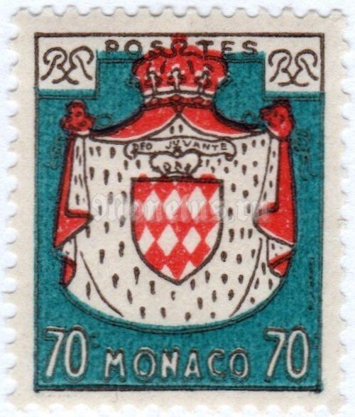 марка Монако 70 сентиме "Coat of arms" 1954 год