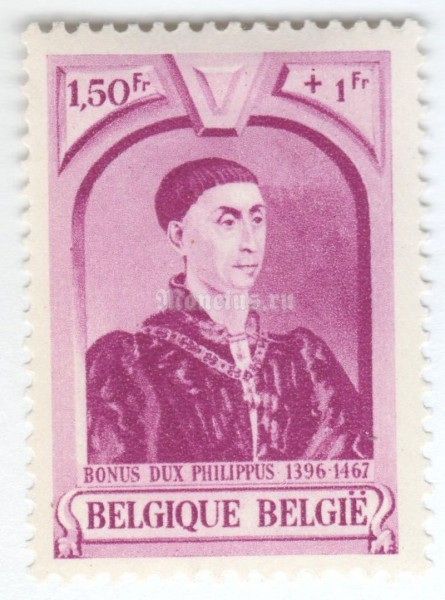 марка Бельгия 1,50+1 франк "Paintings" 1941 год