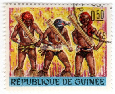 марка Гвинея 0,50 франка "Bandjuguenne dance" 1966 год Гашение