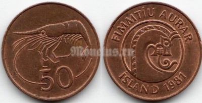 монета Исландия 50 эйре 1981 год