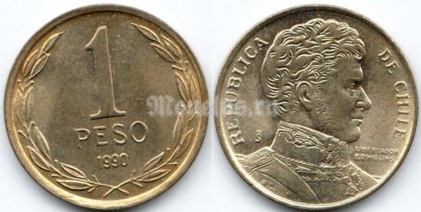 монета Чили 1 песо 1990 год