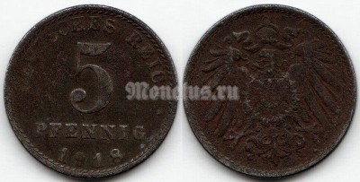 монета Германия 5 пфеннигов 1918 год А