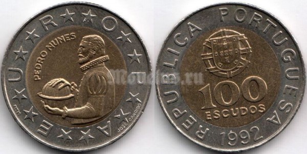 монета Португалия 100 эскудо 1992 год