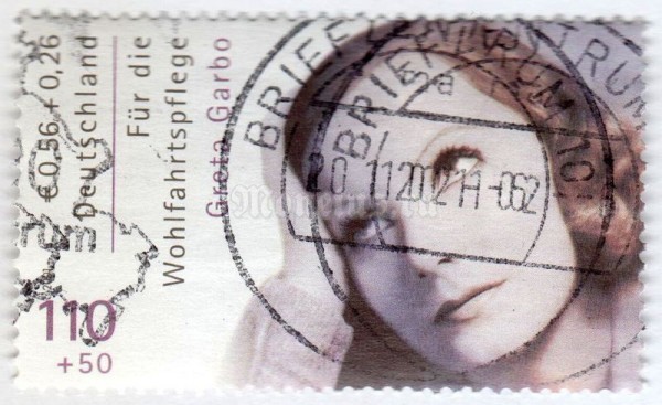 марка ФРГ 110+50 пфенниг "Greta Garbo" 2001 год Гашение