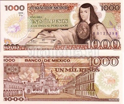 бона Мексика 1000 песо 1985 год
