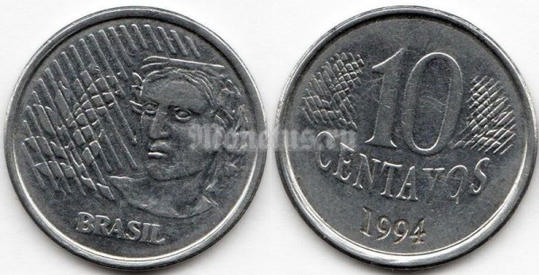 монета Бразилия 10 сентаво 1994 год