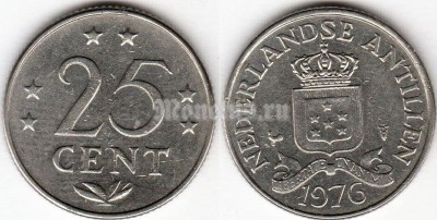 монета Нидерландские Антиллы 25 центов 1976 год