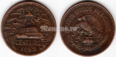 монета Мексика 20 сентаво 1953 год