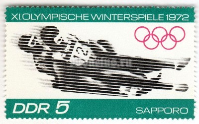 марка ГДР 5 пфенниг "Luge" 1971 год 