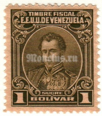 марка Венесуэла 1 боливар 1922 год Антонио Хосе де Сукре