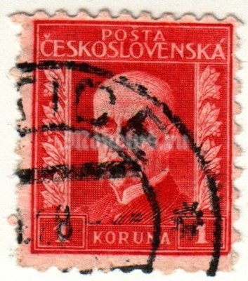 марка Чехословакия 1 крона "Томаш Гарриг Масарик (1850-1937) ПРЕЗИДЕНТ" 1925 год