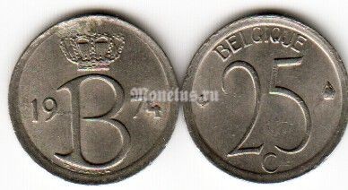 Монета Бельгия 25 сантимов 1970 год BELGIQUE