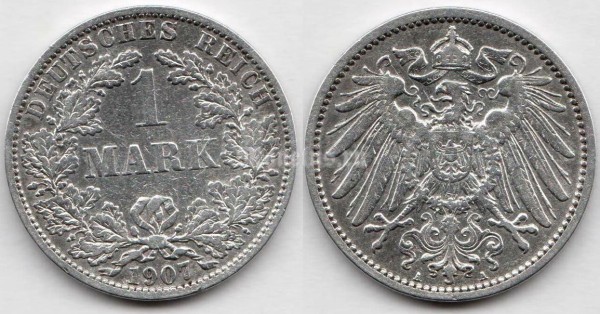 монета Германия 1 марка 1907 год A