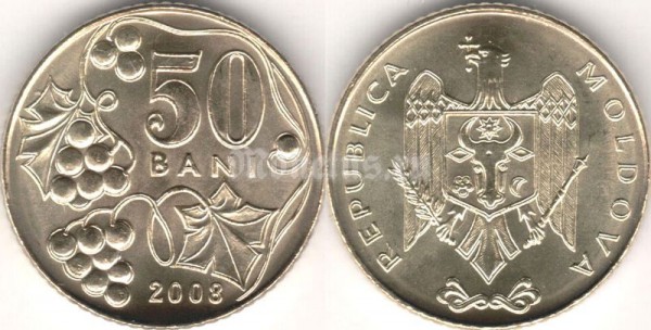 монета Молдавия 50 бани 2008 год