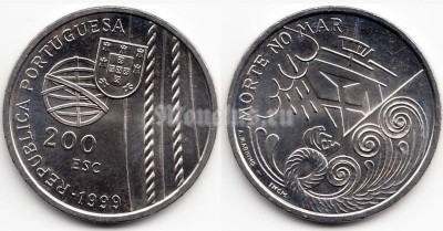 монета Португалия 200 эскудо 1999 год Великие географические открытия Кораблекрушения