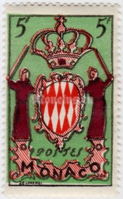 марка Монако 5 франков "Coat of arms" 1954 год