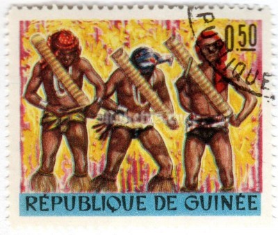 марка Гвинея 0,50 франка "Bandjuguenne dance*" 1966 год Гашение