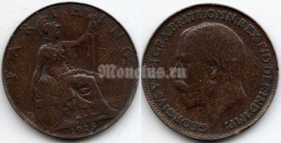 монета Великобритания 1 фартинг 1915 год