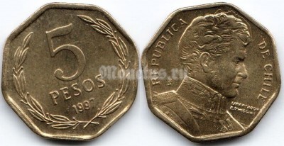 монета Чили 5 песо 1997 год