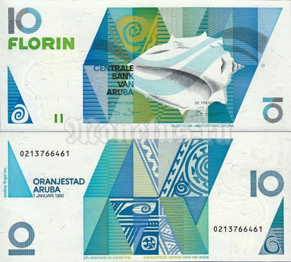 банкнота Аруба 10 флоринов 1990 год 