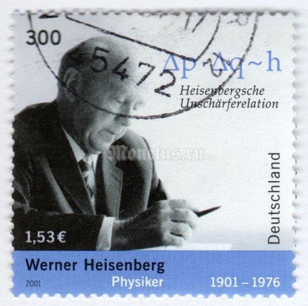 марка ФРГ 300 пфенниг "Werner Heisenberg" 2001 год Гашение