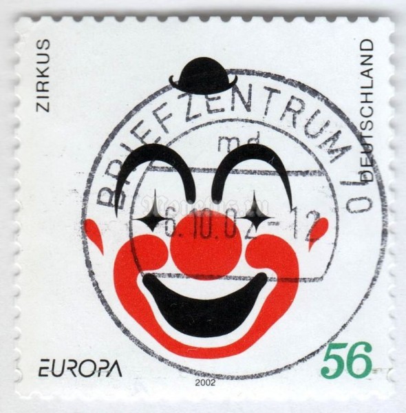 марка ФРГ 56 центов "C.E.P.T.- Circus*" 2002 год Гашение