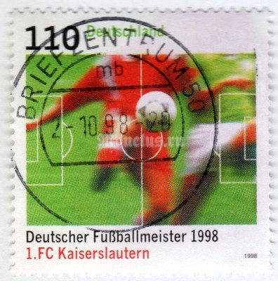 марка ФРГ 110 пфенниг "Football champion - 1. FC Kaiserslautern" 1998 год Гашение