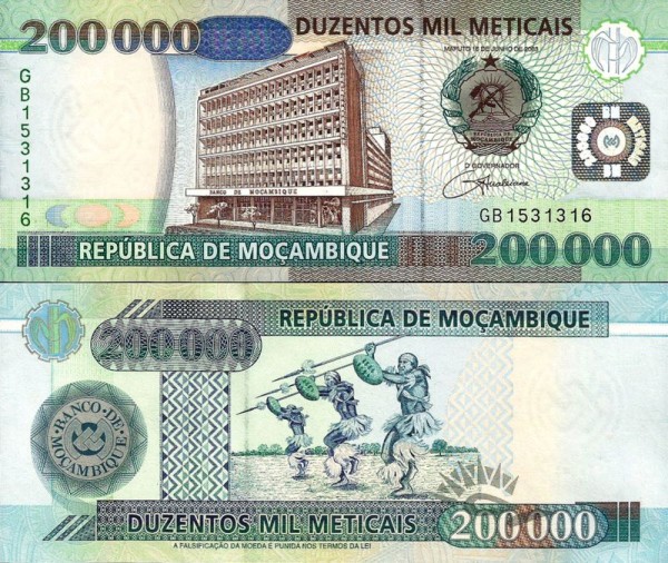 банкнота Мозамбик 200 000 метикал 2003 (2004) год