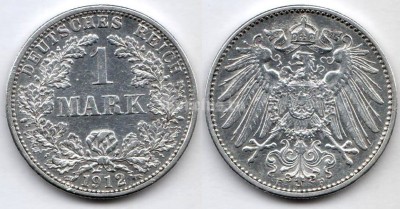 монета Германия 1 марка 1912 год F